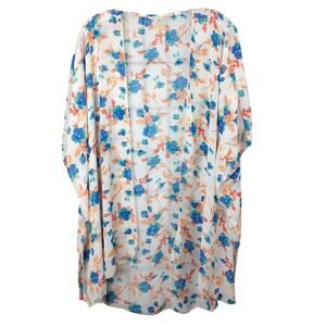 Emory Park White Floral Kimono Cardigan Large